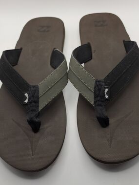 BILLABONG All Day Impact Flip Flops Men's Green Black Thongs Sandals Shoes 12.5?